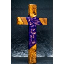 Kereszt olíva fával 30 cm Sötét lila